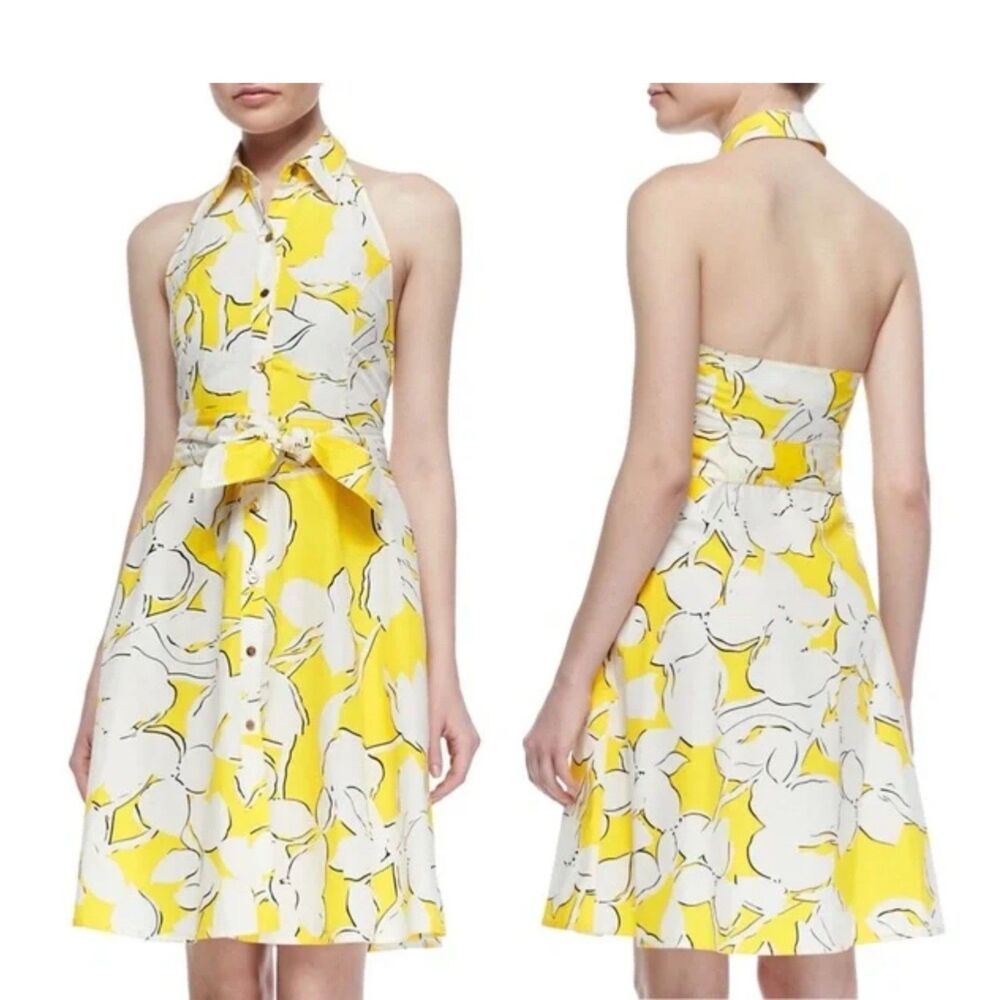 Diane von Furstenberg Women's Yellow White Floral Eden Garden Tenner Dress 6
